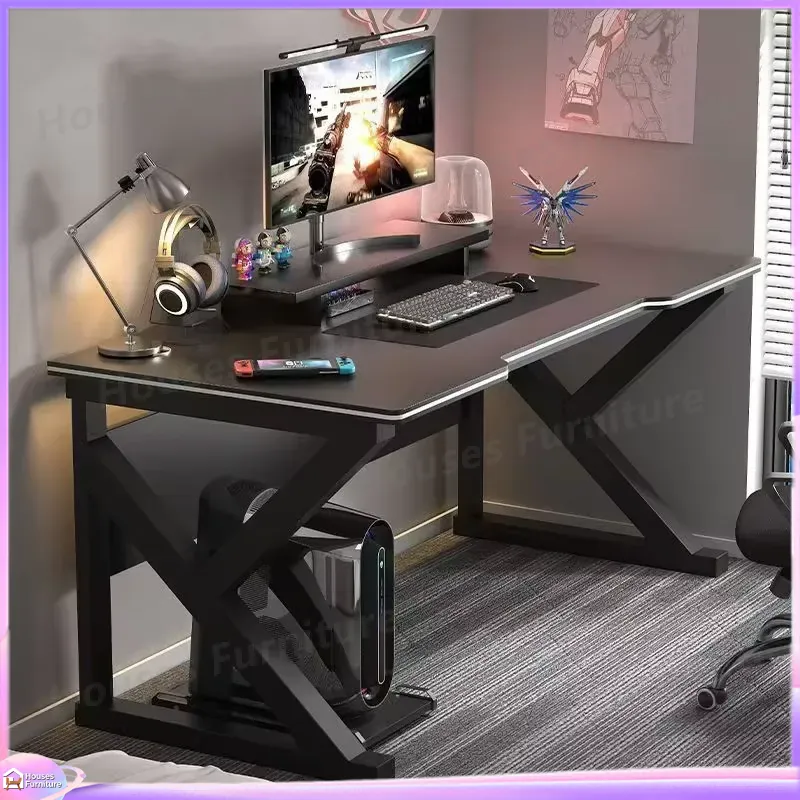 Desk Setup Office - طاولة ألعاب معدنية سوداء من MDF