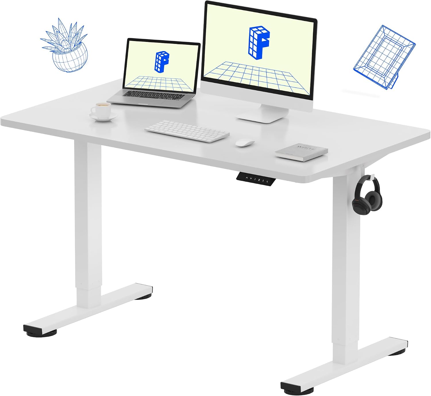 Desk Setup Dual Monitor - مكتب قابل للتحويل FLEXISPOT EN1 مقاس