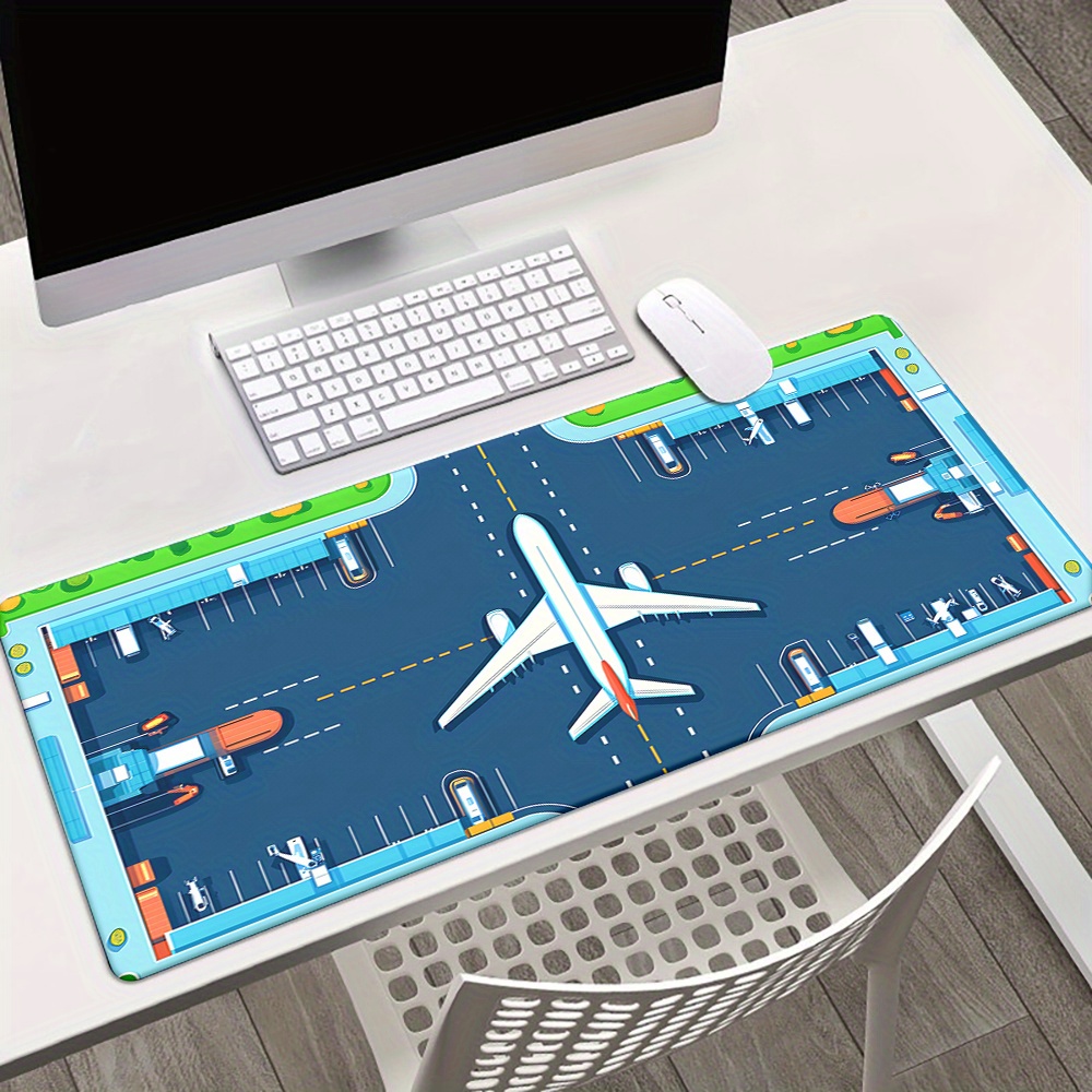 Desk Setup Office - سجادة ماوس كبيرة بتصميم مدرج طائرة،