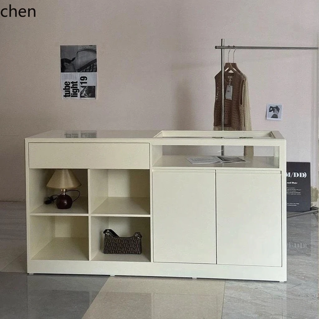 Desk Setup Office - طاولة عرض متكاملة من الزجاج المطلي
