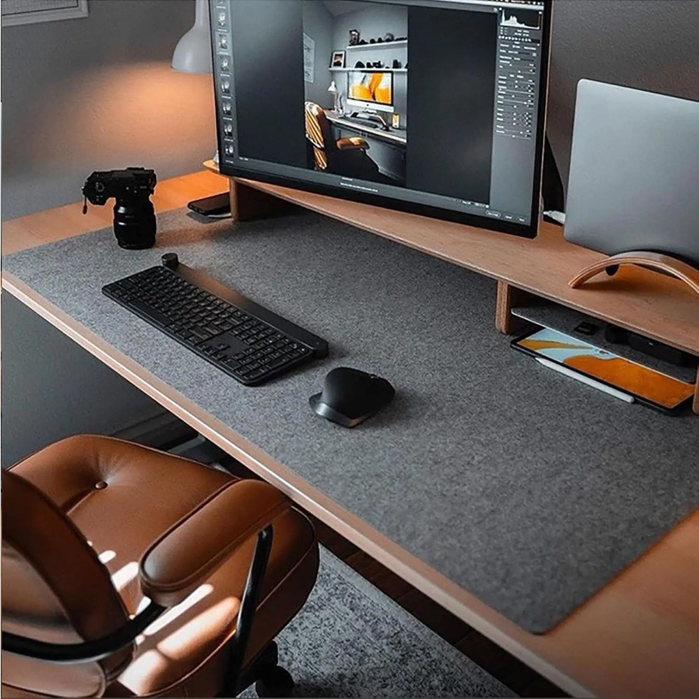 Desk Setup Dark - سجادة كمبيوتر مكتبية من اللباد للمكتب