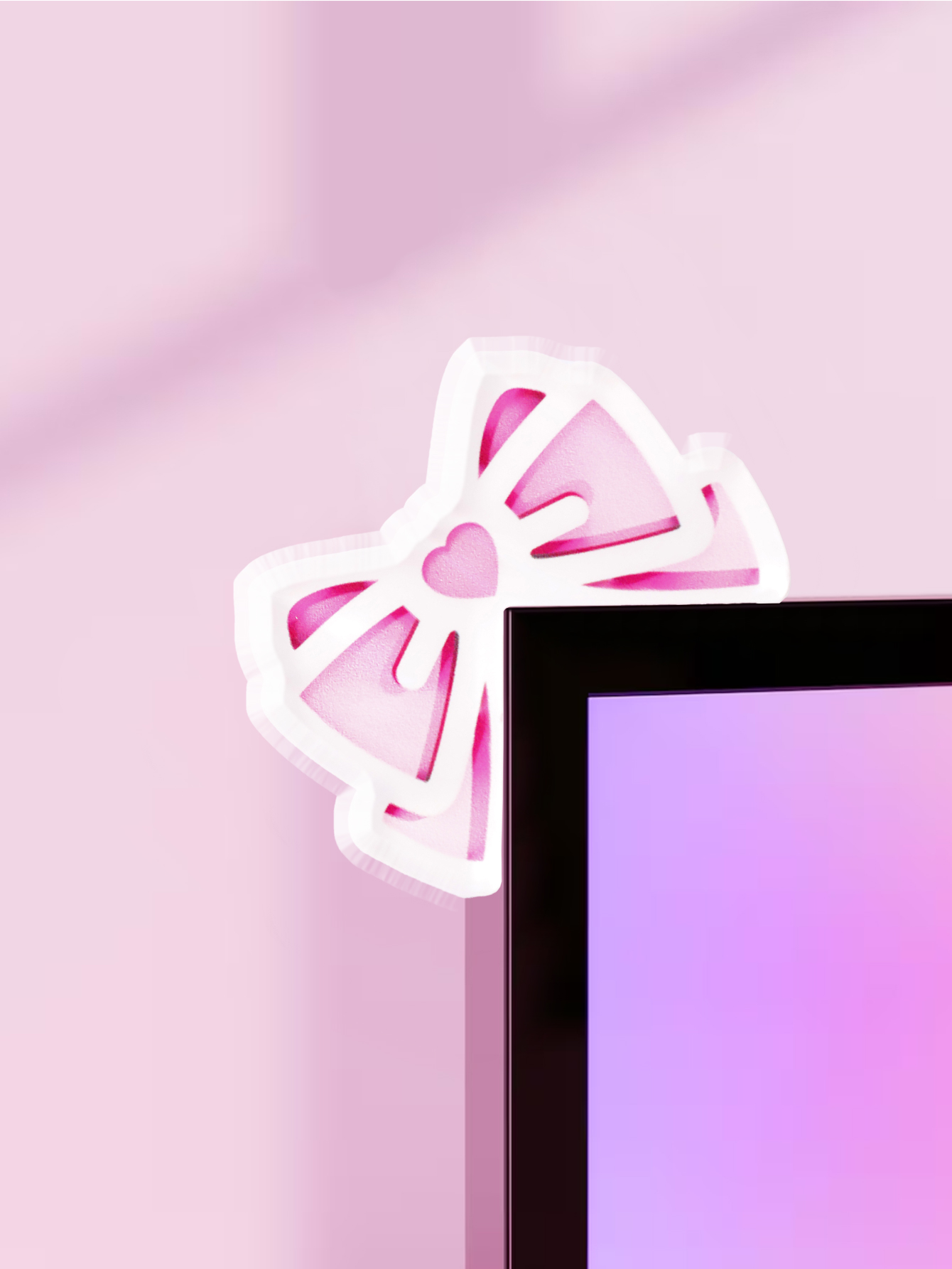 Desk Setup Accessories - Kawaii القوس رصد ديكور الوردي الاكريليك