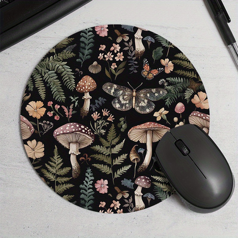 Desk Setup Office - سجادة ماوس دائرية بتصميم غابة، مصنوعة
