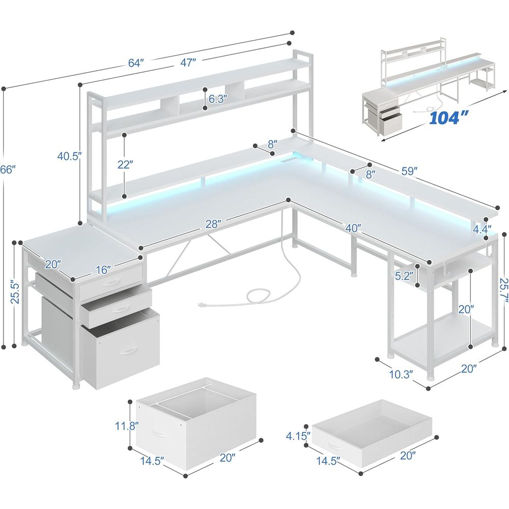 مكتب على شكل حرف L بطول 104 بو - مراجعة Desk Setup Dual Monitor وسعره