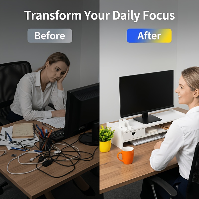 حامل شاشة أبيض بسيط من البولي  - مراجعة Desk Setup Accessories وسعره