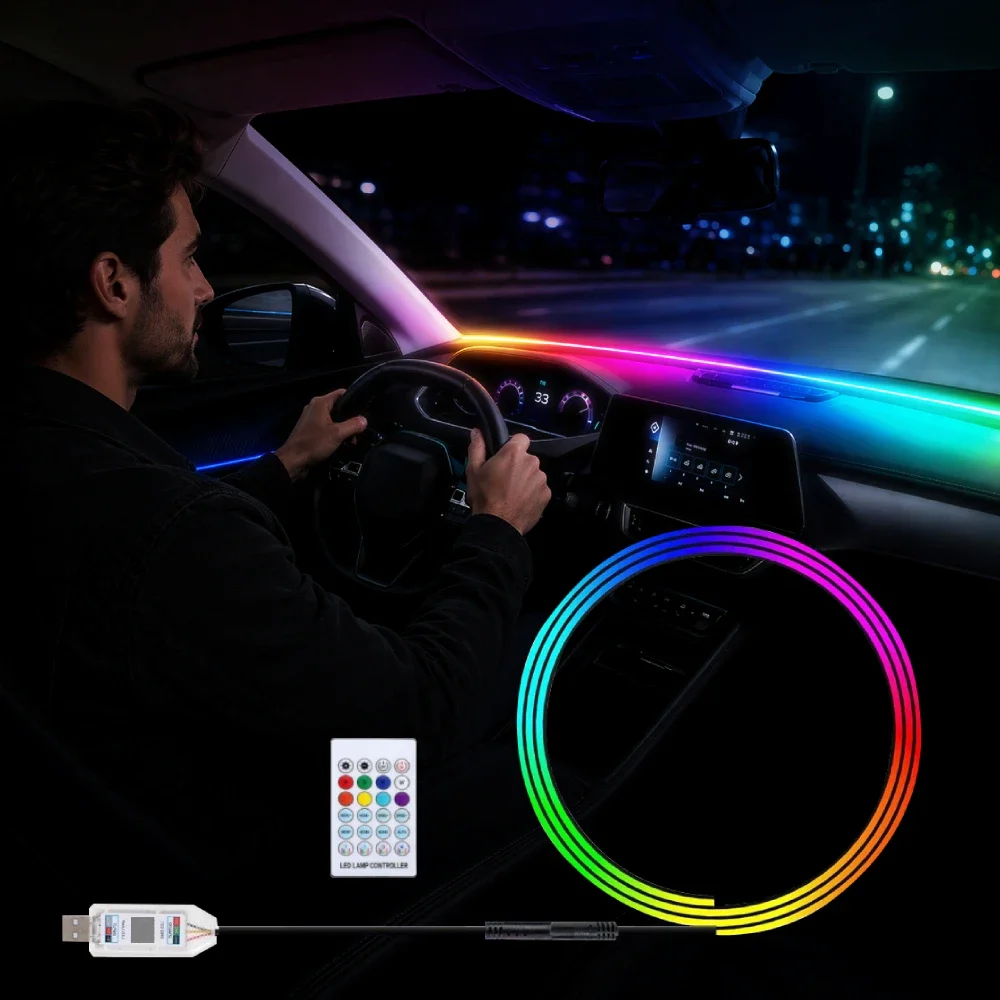 شريط إضاءة محيطية لزجاج السيار - مراجعة Ambient Light Bar Usb وسعره