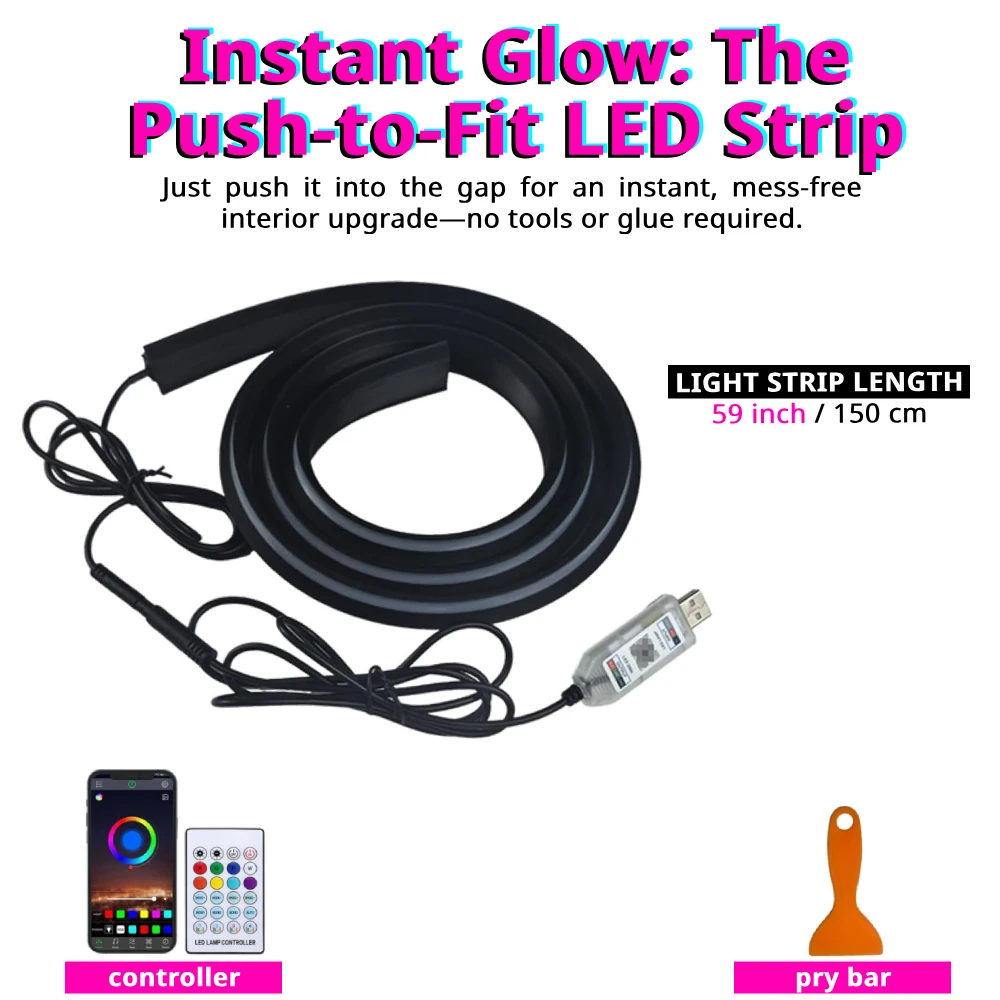 شريط إضاءة محيطية لزجاج السيار - مراجعة Ambient Light Bar Usb وسعره
