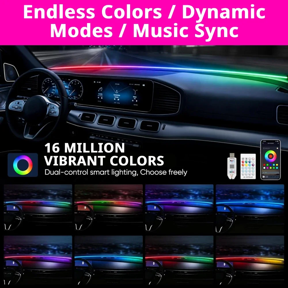 شريط إضاءة محيطية لزجاج السيار - مراجعة Ambient Light Bar Usb وسعره